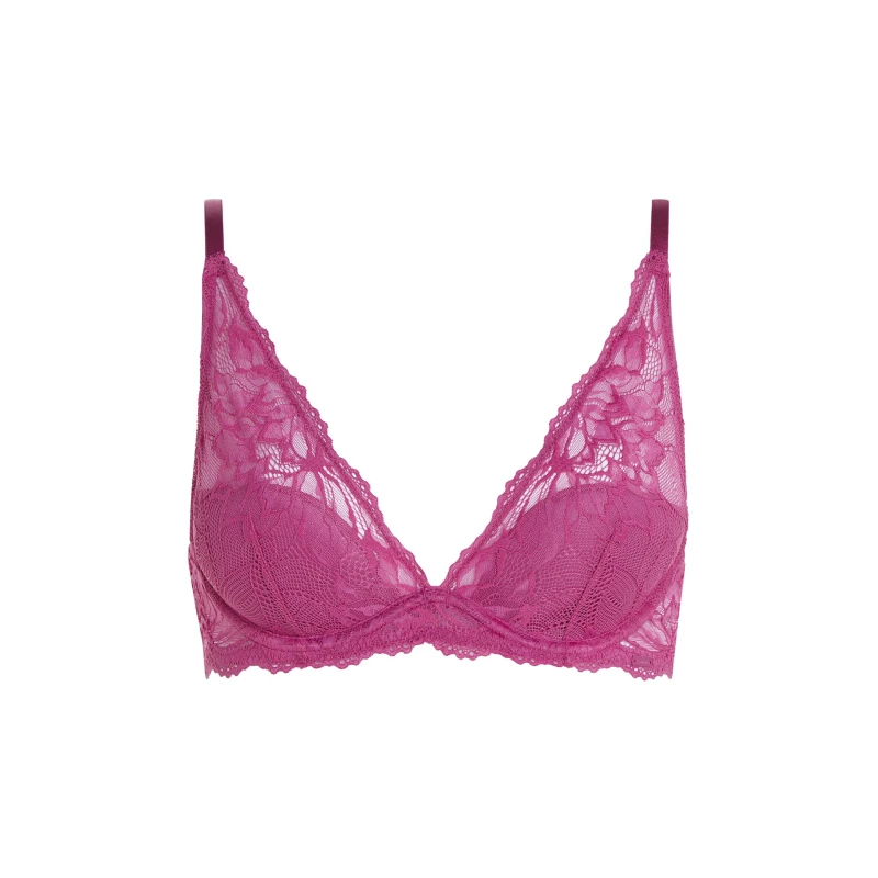 Image of Calvin Klein Seductive Comfort Floral Plunge Bra - Pink Pink 32A