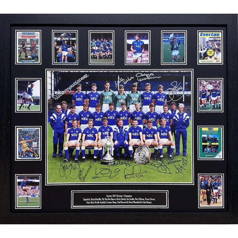 Image of AllStarSignings Ltd Everton 1987 League Champions signed photo Blue unisex One Size