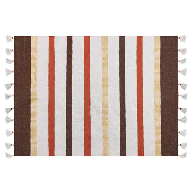 Image of Beliani Rug Hisarli Brown 140 X 200 Cm Cotton