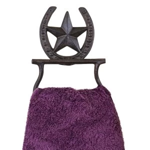 Image of Cast Iron Rustic Towel Holder, Horseshoe
