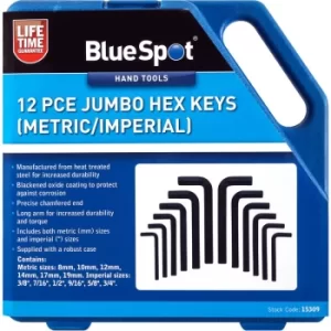 Image of BlueSpot 15309 12 Piece Jumbo Hex Keys (Metric/Imperial)