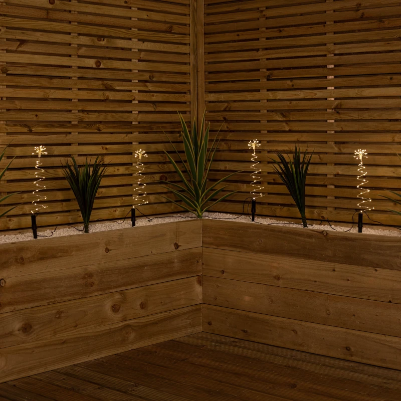 Image of 30cm Set of 4 Light up Silver Shaped Christmas Tree Garden Path Lights with 200 Warm White LEDs