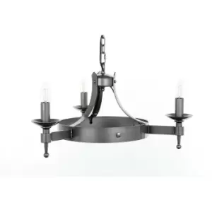 Image of Saxon Sterling iron pendant light 3 bulbs 30cm