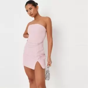 Image of Missguided Petite Chain Detail Bandeau Mini Dress - Pink