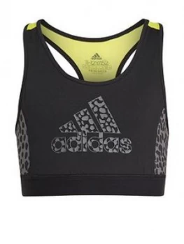 Image of Adidas Girls Leo Bra Top - Black/Yellow