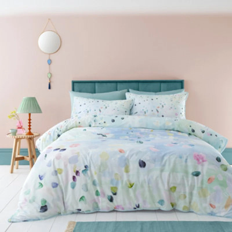 Image of Appletree 'Alfresco' 100% Cotton Duvet Cover Set Duck Egg Blue