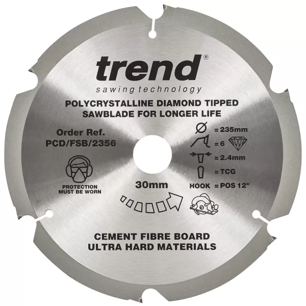 Image of Trend Cement Fibreboard PCD Cutting Saw Blade 235mm 6T 30mm