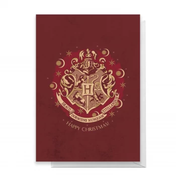 Image of Harry Potter Crest Happy Christmas Greetings Card - Large Card