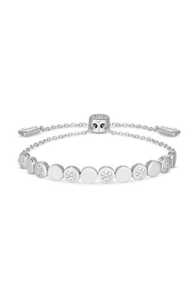 Image of Silver Plated Polished Pave Multi Circle Toggle Bracelet