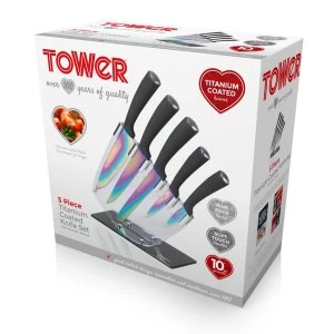 Image of Tower Titanium Knife Block Set - Black & Multi