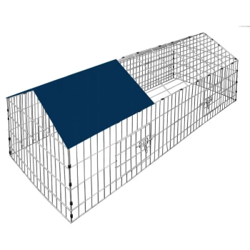 Image of Deuba - Metal Rabbit Run Cage Enclosure Playpen Hutch Small Animal Guinea Pig Chicken Blue