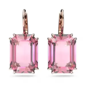 Image of Millenia Octagon Cut Crystal Pink Rose Gold-tone Plated Earrings 5619502