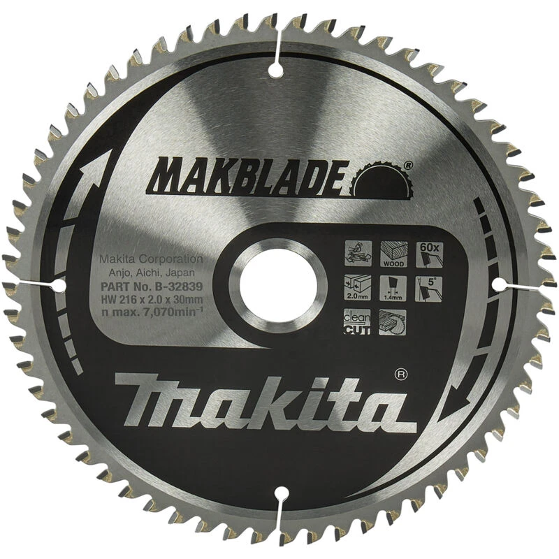 Image of Makita Makita - B-32839 Mitre saw blade 216mm x 30mm x 60T B-32839