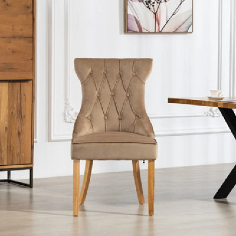 Image of Martina Velvet Fabric Dining Chairs - Set Of 2 - Brown