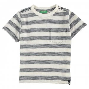 Image of Benetton Short Sleeve Striped T-Shirt - Blue