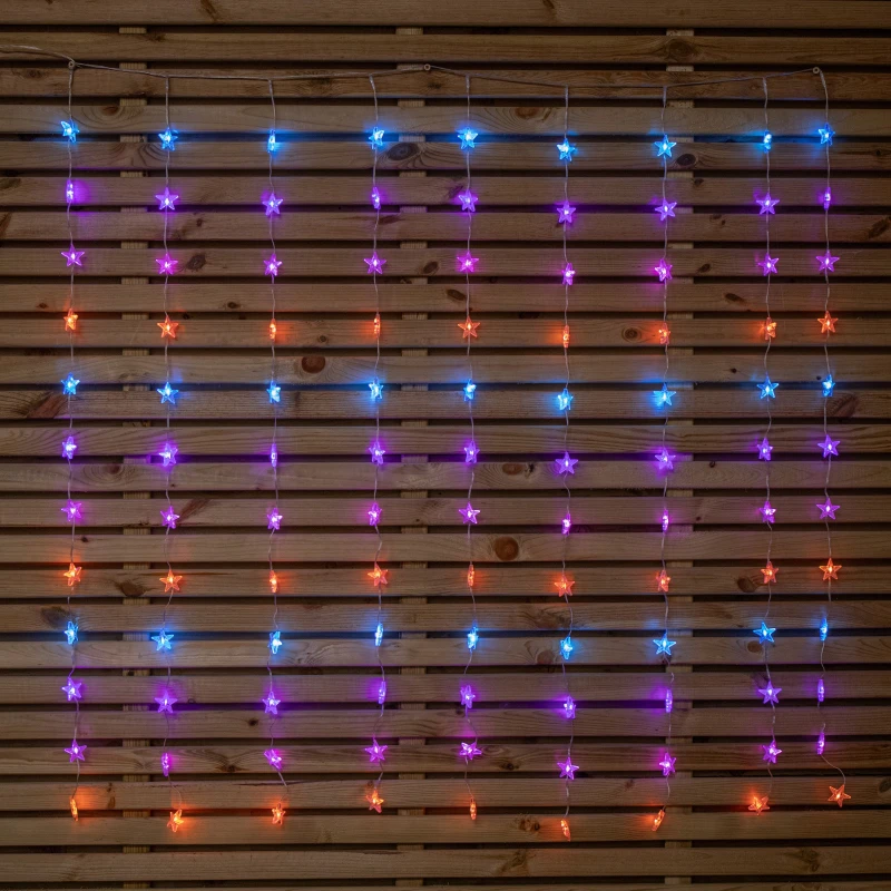 Image of 1.2 x 1.2m Light up Christmas Star Curtain Lights with 108 Rainbow LEDs