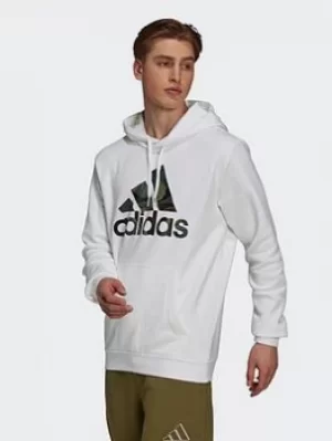 Image of adidas Essentials Fleece Camo-print Hoodie, White Size M Men