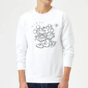Image of Disney Mickey Mouse Kissing Sketch Sweatshirt - White - XL