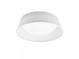 Image of Flush Ceiling LED Cylindrical 32cm Off White 3000K, 120lm, White Acrylic with Ivory White Shade