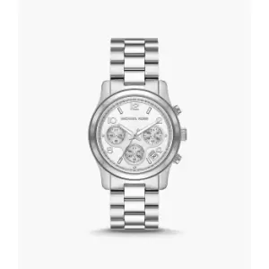 Image of Michael Kors Womens Runway Chronograph Stainless Steel Watch - Silver