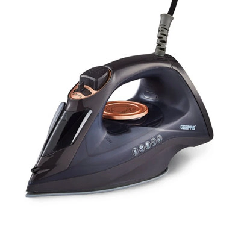 Image of Geepas 2400W Steam Iron Dry & Wet Ceramic Non-Stick Gliding Soleplate Vertical Black unisex