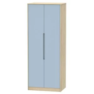 Image of Robert Dyas Barquero Ready Assembled Tall 2-Door Wardrobe - Pine/Denim