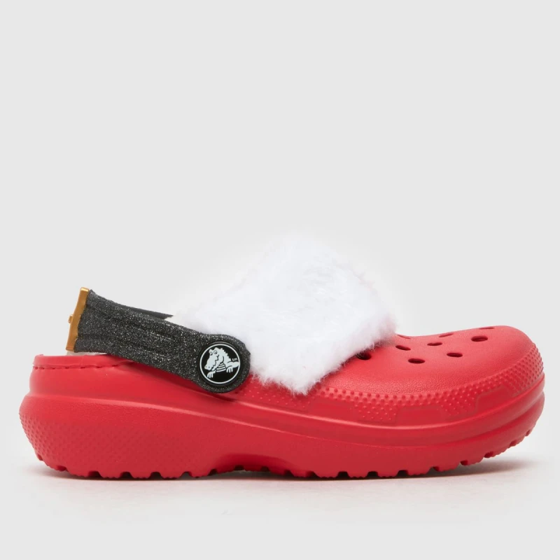 Image of Crocs Kids Toddler Classic Lined Santa Clogs Varsity Red / Multi C10