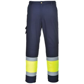 Image of E049YNTM - sz M Hi-Vis Two Tone Combat Trousers - Yellow/Navy - Portwest