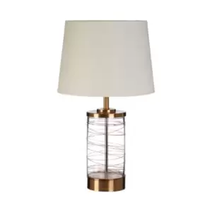 Image of Glass with Gold Contrast and Wrapped Wire Detail Table Lamp