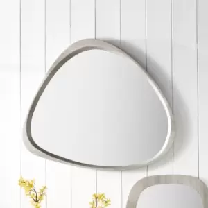 Image of Curved Wall Mirror, Grey Oak 63x57cm Grey