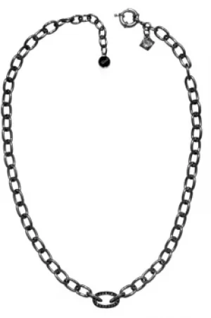 Image of Ladies Karl Lagerfeld Black Ion-plated Steel Oval Link Collar Necklace 5378210