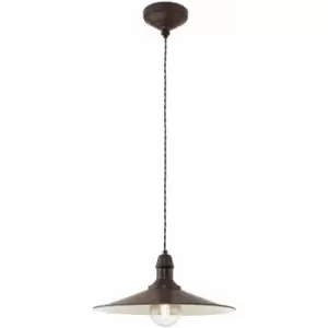 Image of Hanging Ceiling Pendant Light Antique Brown & Beige Steel 1x 60W E27 Bulb