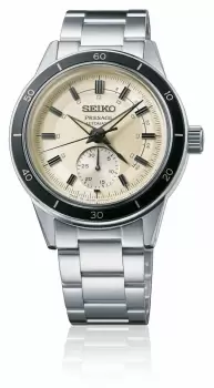 Image of Seiko SSA447J1 Presage Style 60s Ivory Dial Black Bezel Watch