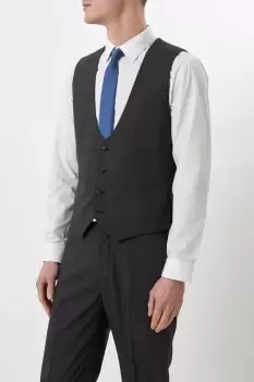 Image of Slim Fit Charcoal Semi Plain Waistcoat