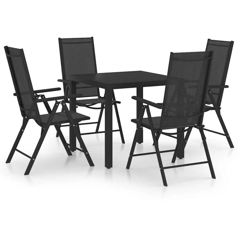 Image of VIDAXL 5 Piece Garden Dining Set Aluminium Black Vidaxl 8720286407042