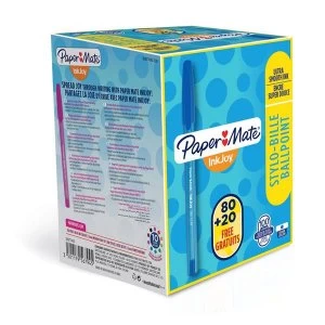 Image of Paper Mate InkJoy 100 Medium Ballpoint Pen Blue Pack of 80 Pens 20 FREE Pens