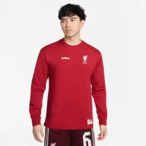 Image of Nike LeBron x Liverpool F.C.Mens Nike Long-Sleeve Max90 T-Shirt - Red