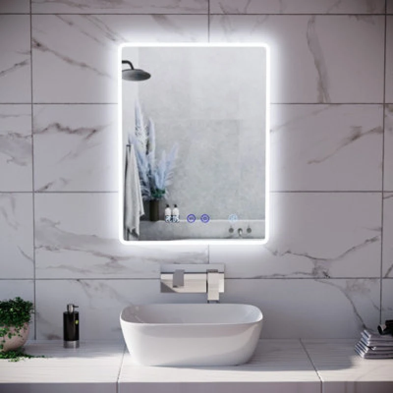 Image of Nes Home Motion Sensor Bathroom LED Mirror Bluetooth With Clock 500 x 700mm Silver