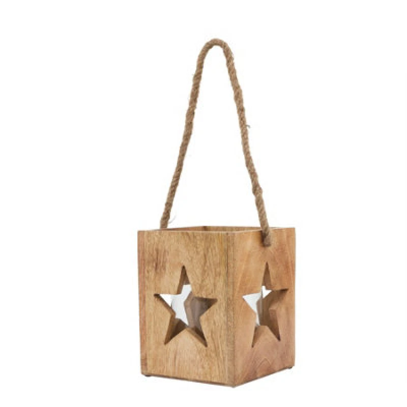 Image of Natural Wooden Large Star Tealight Candle Holder