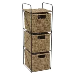 Image of Jvl Seagrass 3 Drawer Storage Tower