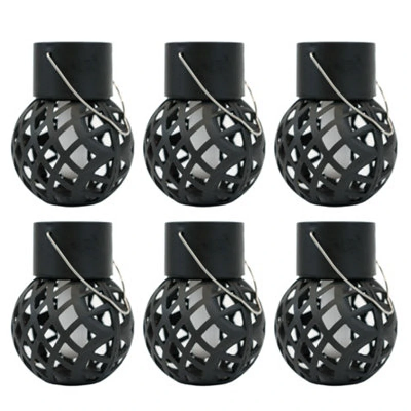 Image of Streetwize Set of 6 Solar Hanging Dancing Flame Lantern Light - Black One Size