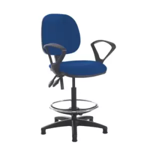 Image of Dams MTO Jota Draughtsmans Chair with Fixed Arms - Ocean Blue Vinyl