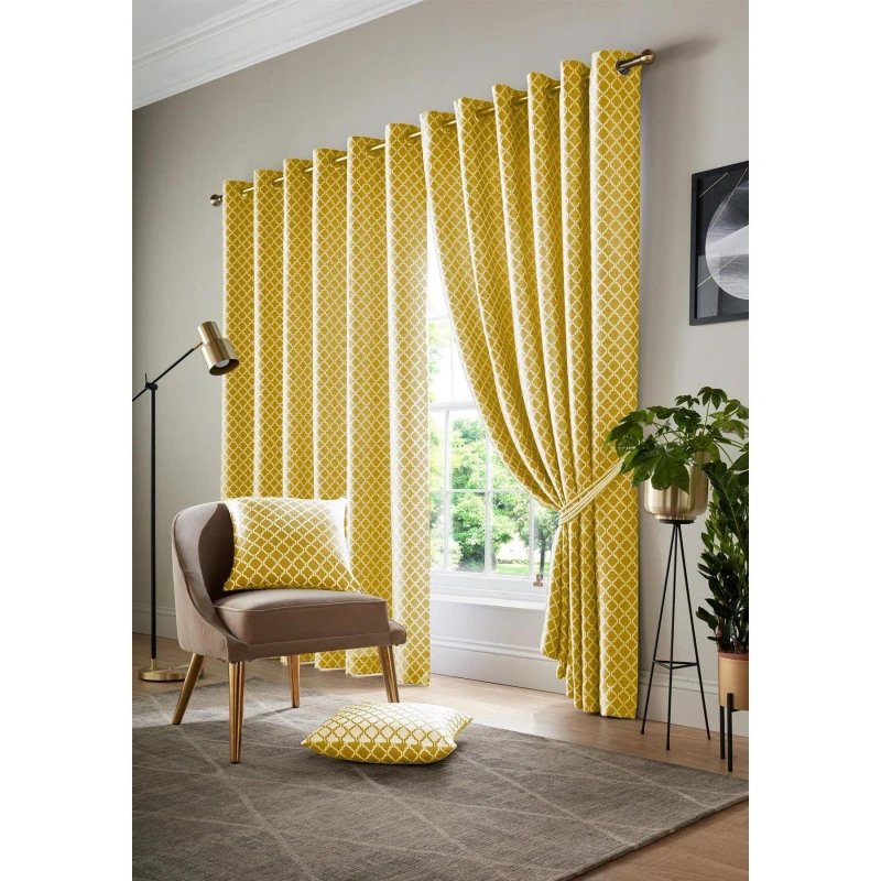 Image of Other Cotswold Ring Top Lined Curtains - Pair Ochre unisex 66x90in