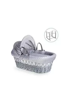 Image of Clair De Lune Dimple Grey Wicker Basket With Grey Deluxe Stand - Grey