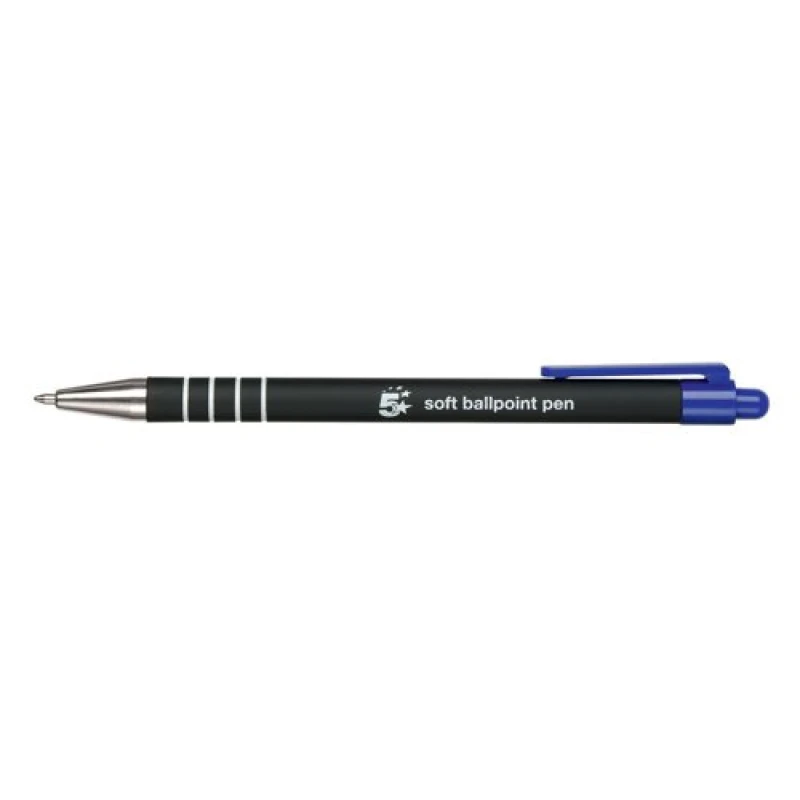Image of 5 Star Office Retractable Ball Pen 0.5mm Line Blue (12 Pack) 918516
