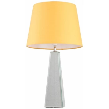 Image of Chrome & Mirrored Table Lamp + Mustard Shade