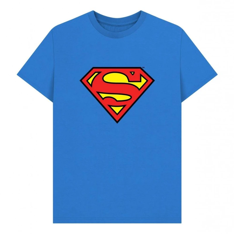 Image of Superman Mens Official Shield T-Shirt in Bright Blue Size: Small Bright Blue Male S