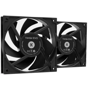 Image of EK Water Blocks EK-Vardar EVO 120ER Black BB (500-2200rpm) Fan - 120mm Twin Pack