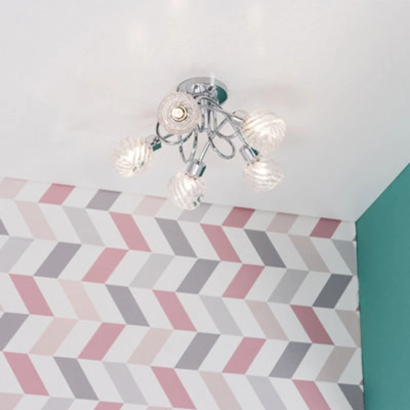 Image of ValueLights ValueLights Reyka 5 Way Cross Over Chrome Ceiling Light With 5 x Warm White G9 Bulbs in Silver Silver One Size Unisex 5016529000426