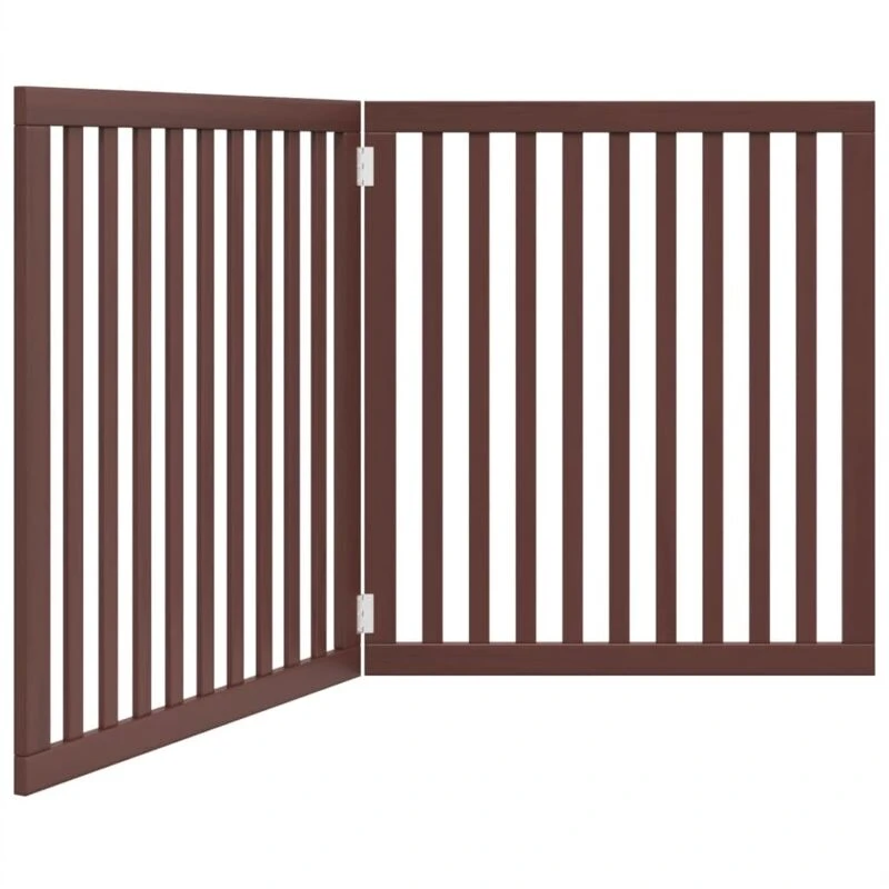 Image of vidaXL Dog Gate Foldable 2 Panels Brown 160cm Poplar Wood, Brown 352266